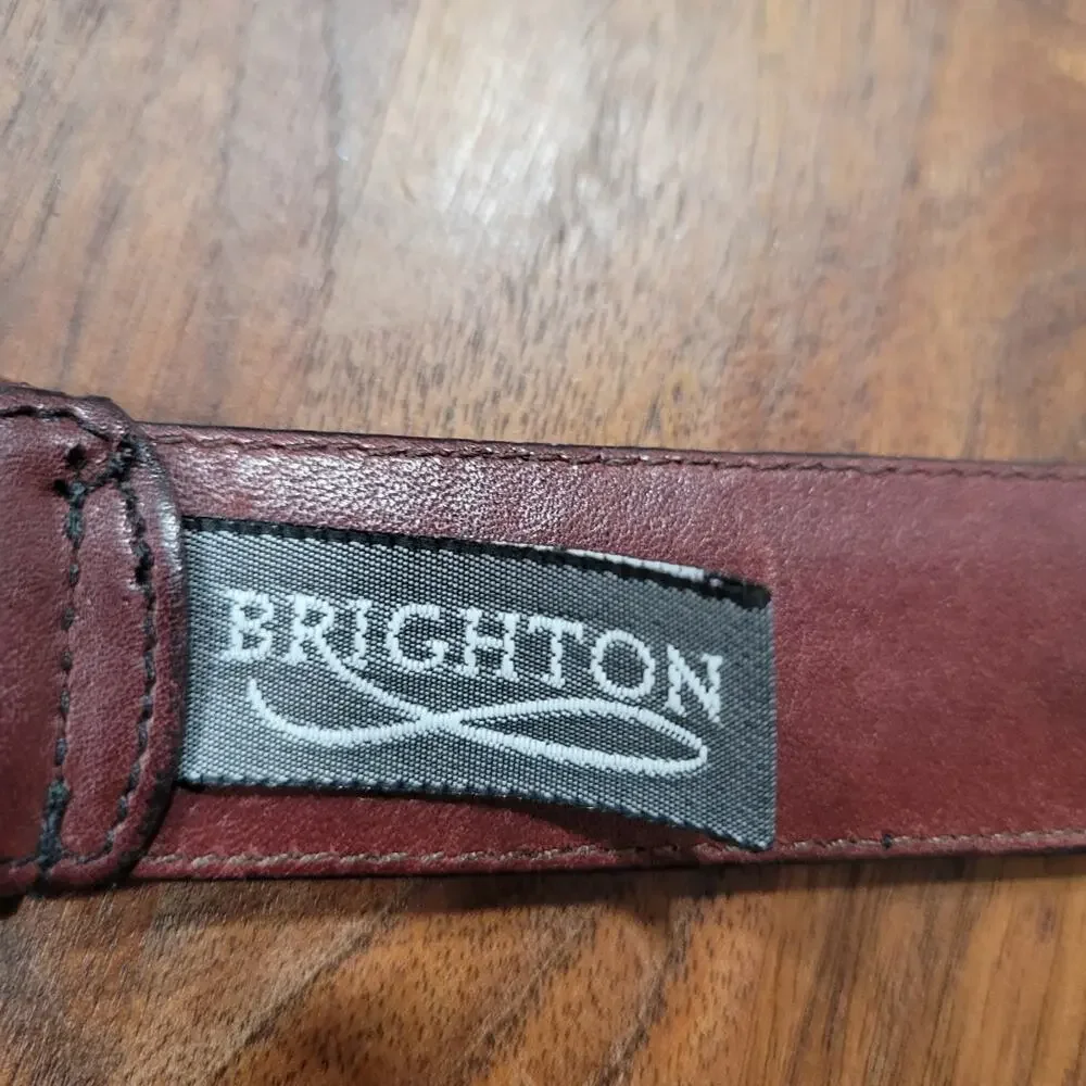 Brighton Brown Leather Men's Belt With Brass Buckle 34113 Size 38